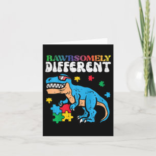 Tarjeta Concienciación sobre el autismo infantil Dino Rawr