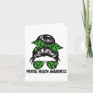 Tarjeta Concienciación sobre la salud mental de Messy Bun