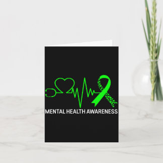 Tarjeta Concientización sobre la salud mental lazo verde s