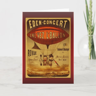 Tarjeta Concierto de Edén Vintage Saludos en globo aerostá
