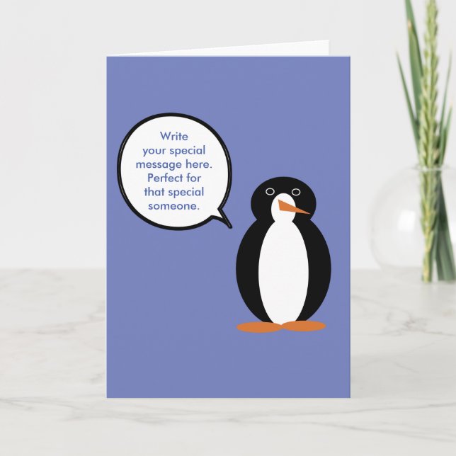 Tarjeta Concurso de cumpleaños con la Sra. Penguin persona (Anverso)