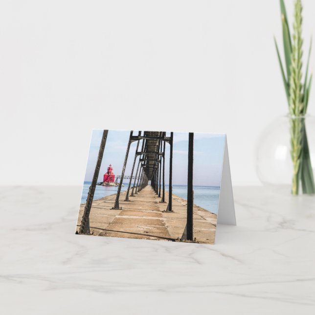 Tarjeta Condado de la puerta del faro de Sturgeon Bay Wisc (Anverso)