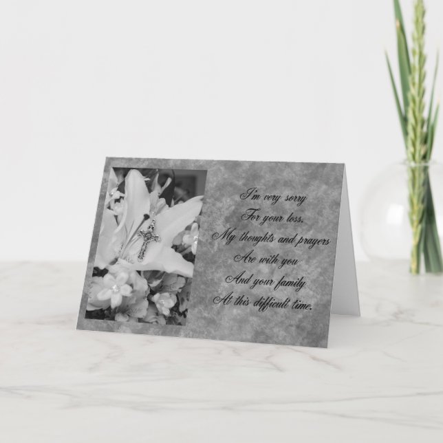 Tarjeta Condolencia de la cruz y de las flores (Anverso)