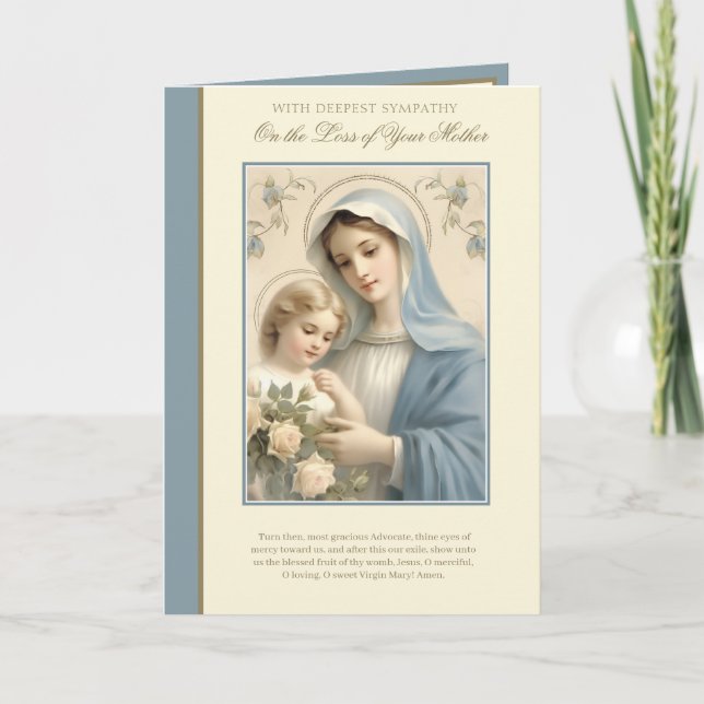 Tarjeta Condolencia de la Madre Simpatía Virgen María Jesú (Anverso)