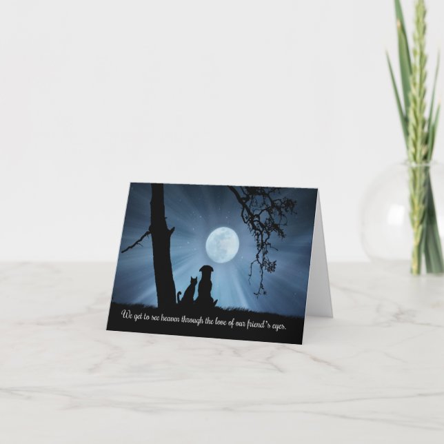 Tarjeta Condolencia del mascota del perro y del gato, (Anverso)