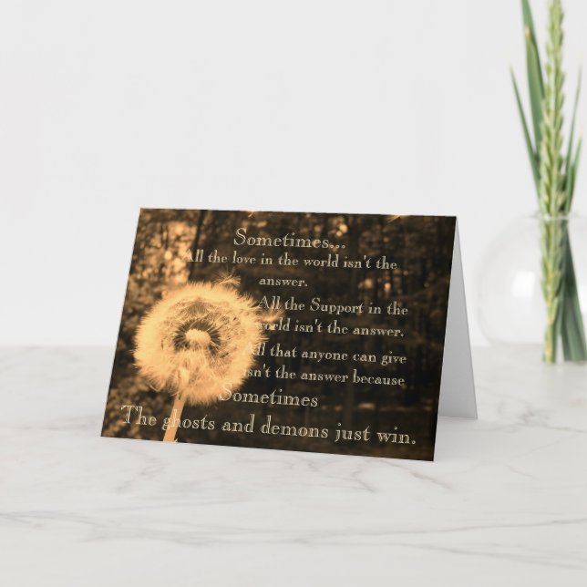 Tarjeta Condolencia para la pérdida del suicidio (Anverso)