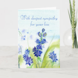 Tarjeta Condolencia para sus flores azules de la acuarela