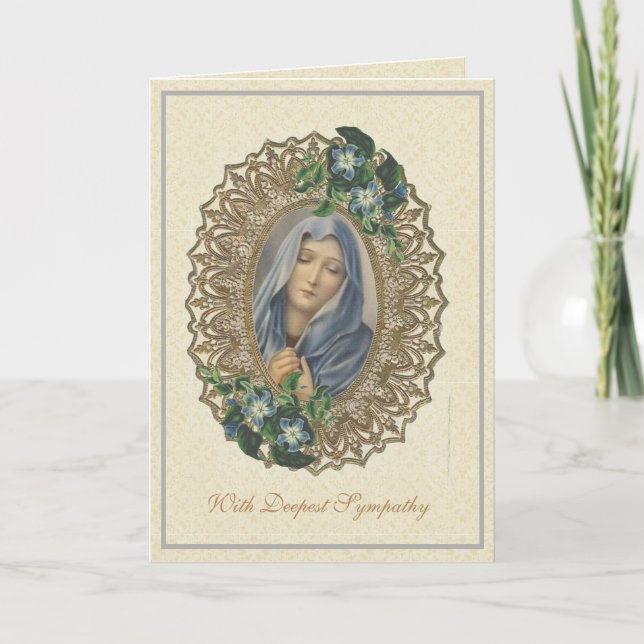 Tarjeta Condolencia por la Virgen Religiosa Madre María (Anverso)