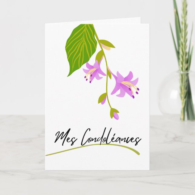 Tarjeta Condolencias de simpatía en flor de Hosta francés (Anverso)