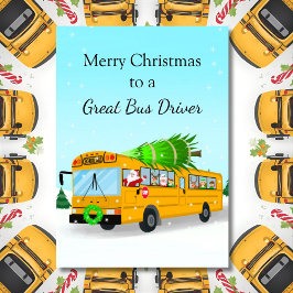 Tarjeta Conductor de autobús escolar de Navidades de Santa
