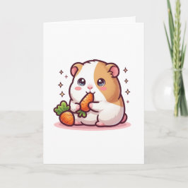 Tarjeta Conejillo de Indias Kawaii Comiendo Zanahorias – A