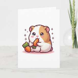 Tarjeta Conejillo de Indias Kawaii Comiendo Zanahorias – A