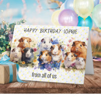 Conejillos de Indias Adorables Feliz Cumpleaños de
