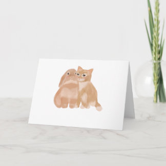 Tarjeta ¡conejita y gato!