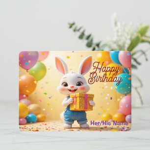 Tarjeta Conejito 3D Feliz Cumpleaños