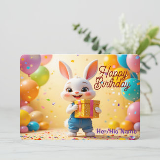 Tarjeta Conejito 3D Feliz Cumpleaños