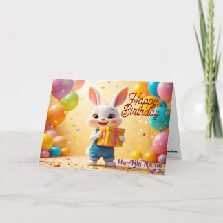 Tarjeta Conejito 3D Feliz Cumpleaños