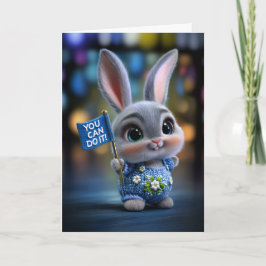 Tarjeta Conejito Bebé Adorable con Overoles Azules "Puedes