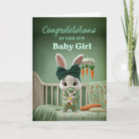 Conejito Bebé Adorable en Verde Felicidades por la
