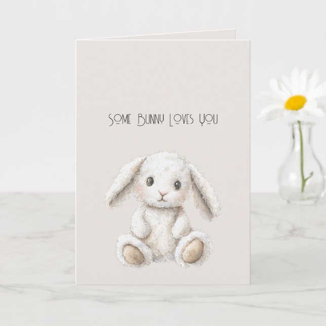 Tarjeta Conejito Blanco de Crema Dulce Navidad (Planta pequeña)