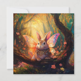 Tarjeta Conejito caprichoso en un bosque encantado