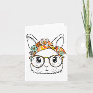 Tarjeta Conejito Cara de Conejo Groovy Chica Gles Feliz Pa