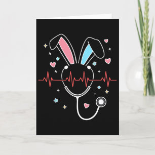 Tarjeta Conejito de enfermera de Pascua lindo estetoscopio