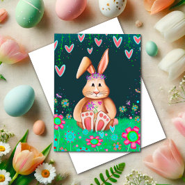 Tarjeta Conejito de Pascua Bendice Corazones Escasa Inespi