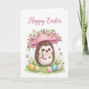 Tarjeta Conejito de Pascua con paraguas floral
