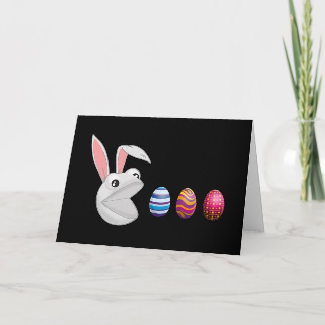 Tarjeta Conejito de Pascua de caza de huevos (Anverso)