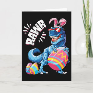 Tarjeta Conejito de Pascua Dinosaurio T Rex Huevos Niños N