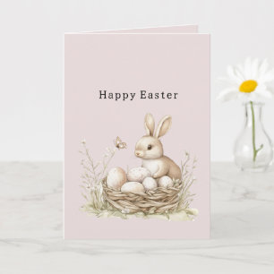 Tarjeta Conejito de Pascua en Cesta de Huevos Floral Marip