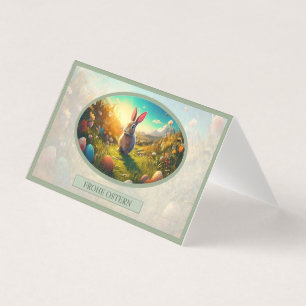 Tarjeta Conejito de Pascua en el encanto de la primavera