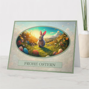 Tarjeta Conejito de Pascua en el encanto de la primavera