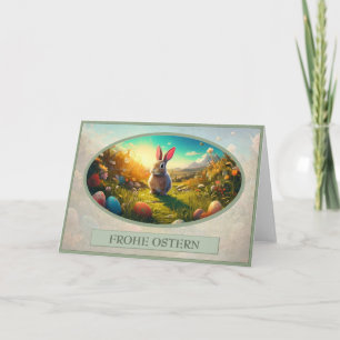 Tarjeta Conejito de Pascua en el encanto de la primavera