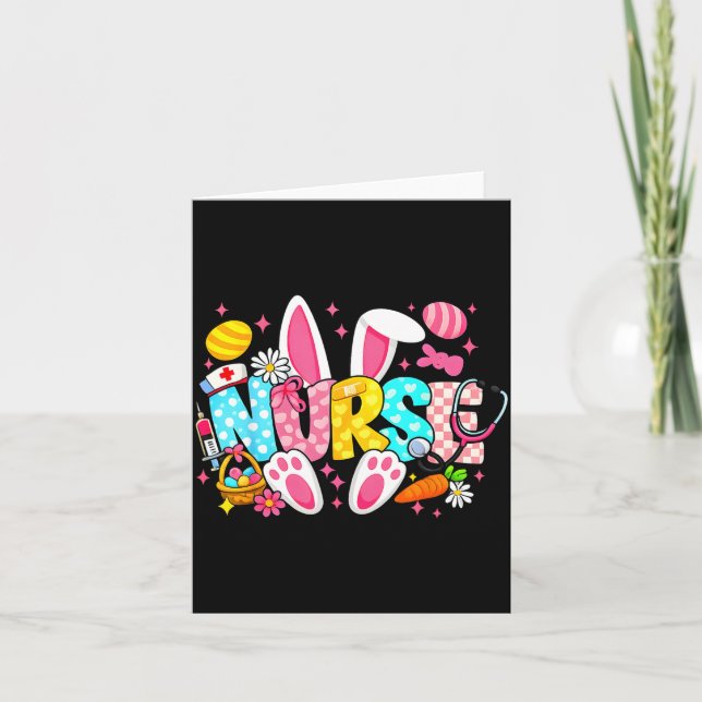 Tarjeta Conejito de Pascua enfermera lindo (Anverso)