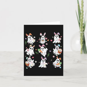 Tarjeta Conejito de Pascua espeluznante lindo fantasma hue
