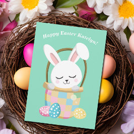 Tarjeta Conejito de pascua feliz personalizado para niños