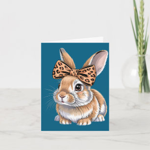 Tarjeta Conejito de Pascua lindo cara de lazo conejo leopa