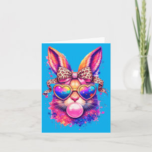Tarjeta Conejito de Pascua Lindo Corazón Gafas Leopardo La