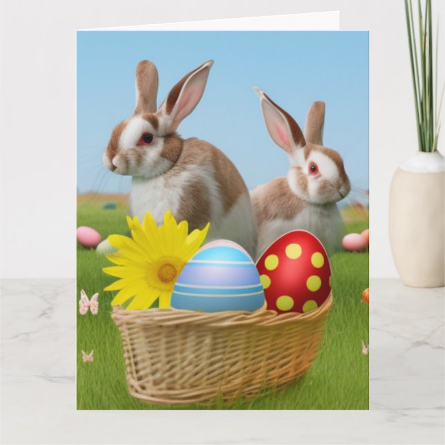 Tarjeta Conejito de Pascua para un estado de ánimo positiv (Anverso)