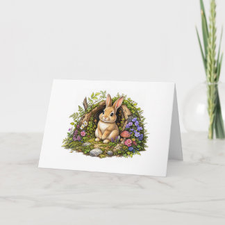 Tarjeta Conejito Dulce Fuera de su Agujero de Conejo