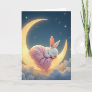 Tarjeta Conejito en una Luna Creciente