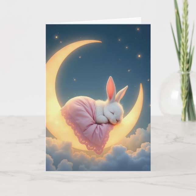 Tarjeta Conejito en una Luna Creciente (Anverso)
