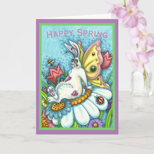 TARJETA CONEJITO FLUTTERBUN FELIZ DE PRIMAVERA, CONEJO DIV (Orquídea)