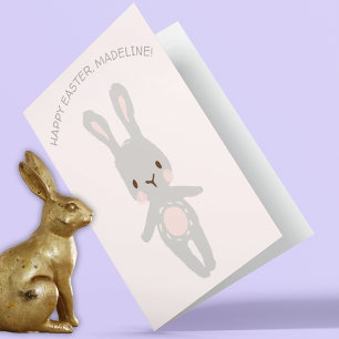 Tarjeta Conejito gris lindo conejo Pascua feliz personaliz