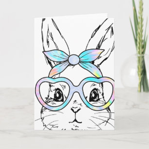 Tarjeta Conejito Lindo Cara de Conejo Tie Dye Gles Chica F
