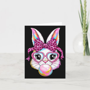 Tarjeta Conejito lindo cara de leopardo gafas de lazo coqu