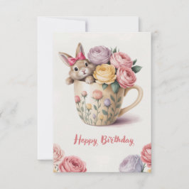 Tarjeta Conejito Lindo En Una Taza