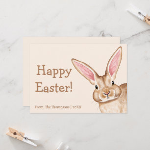 Tarjeta Conejito Marrón Adorable Con Oídos Grandes Feliz P
